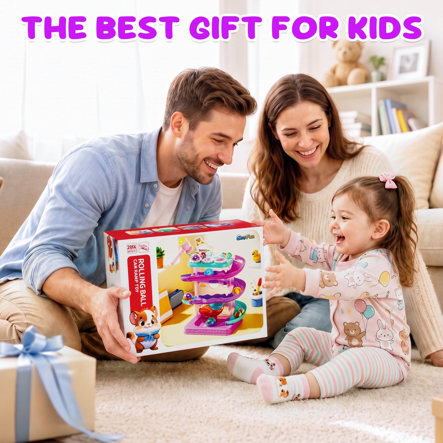 2-in-1 Ball Drop & Car Ramp Race Track Montessori Toy for Toddlers Ages 1-5