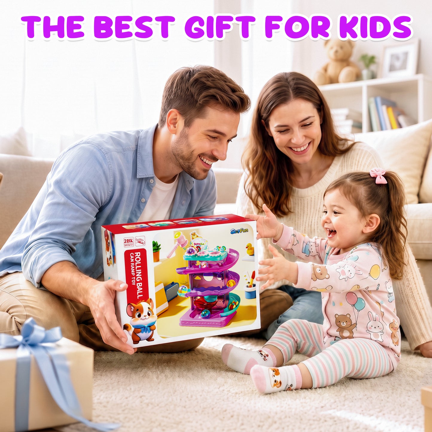 2-in-1 Ball Drop & Car Ramp Race Track Montessori Toy for Toddlers Ages 1-5